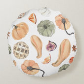 水カラフル色かぼちゃ模様 |秋の雰囲気 ラウンドクッション (裏面)