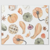 水カラフル色かぼちゃ模様 |秋の雰囲気 ラッピングペーパー (フラット)