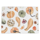 水カラフル色かぼちゃ模様 |秋の雰囲気 ラージペーパーバッグ (正面)