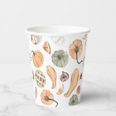 水カラフル色かぼちゃ模様 |秋の雰囲気 紙コップ (正面)