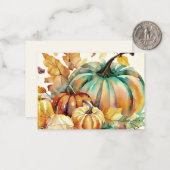水カラフル色のカボチャ葉と ノートカード (正面/裏面インサイチュ)