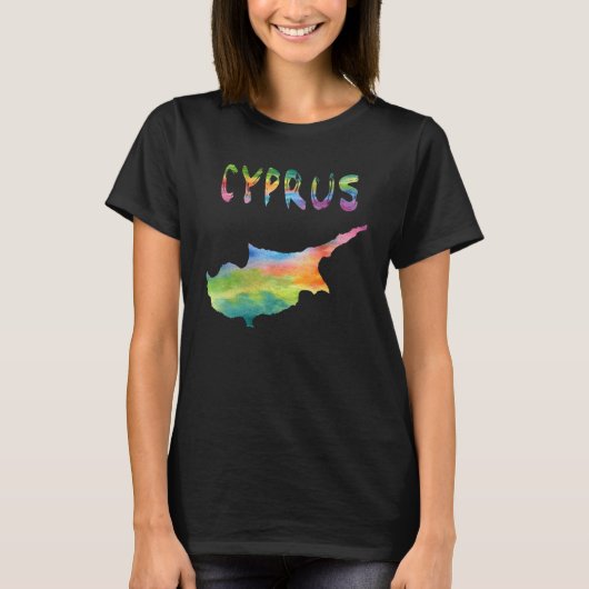 水カラフル色のカラフの孤立キプロスの地図 Tシャツ (正面)