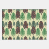 水カラフル色のクリスマスツリーのセット ラッピングペーパーシート (正面3)