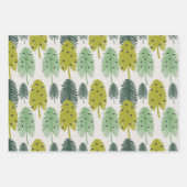 水カラフル色のクリスマスツリーのセット ラッピングペーパーシート (正面2)