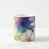 水カラフル色のシームレスな花 コーヒーマグカップ (中央)