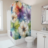水カラフル色のシームレスな花 シャワーカーテン (インサイチュ)