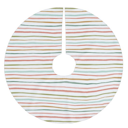 水カラフル色のストライプクリスマス ブラッシュドポリエステルツリースカート (正面)