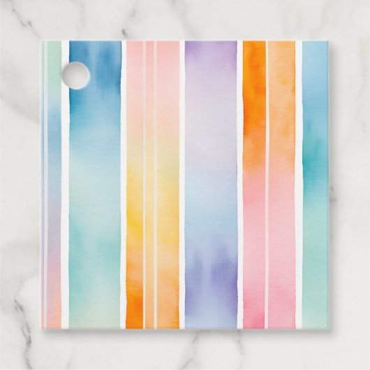 水カラフル色のストライプラベル フェイバータグ (正面)