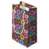 水カラフル色のドーナツと散水模様 スモールペーパーバッグ (正面アングル)