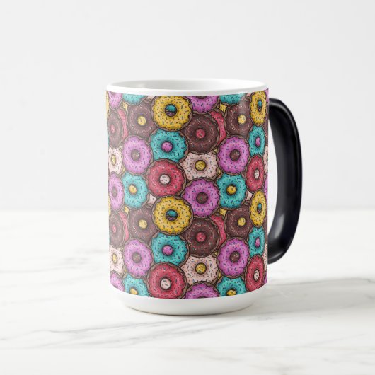 水カラフル色のドーナツと散水模様 モーフィングマグカップ (正面右)