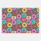 水カラフル色のドーナツと散水模様 ラッピングペーパーシート (正面3)
