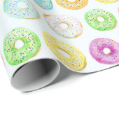 水カラフル色のドーナツと散水模様 ラッピングペーパー (ロールコーナー)