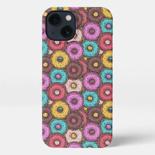 水カラフル色のドーナツと散水模様 iPhoneケース (裏面)