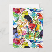 水カラフル色のパロット2 ポストカード (正面/裏面)