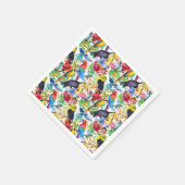 水カラフル色のパロット スタンダードカクテルナプキン (角)