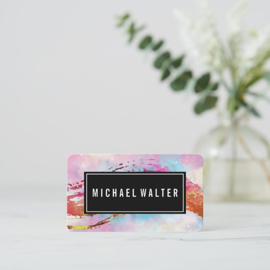 水カラフル色のブ絵を描ラッド | 芸術的 名刺 (スタンド正面)