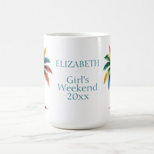 水カラフル色のヤシの木パーソナライズされた コーヒーマグカップ (中央)