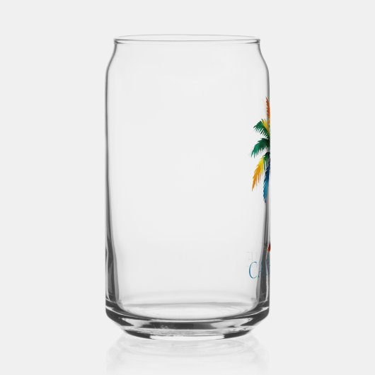 水カラフル色のヤシパーソナライズされたの木 ガラス缶 (右)