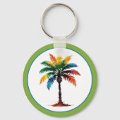 水カラフル色のヤシパーソナライズされたの木 キーホルダー (正面)