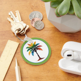 水カラフル色のヤシパーソナライズされたの木 キーホルダー