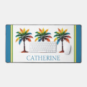 水カラフル色のヤシパーソナライズされたの木 デスクマット (キーボード&マウス)