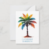 水カラフル色のヤシパーソナライズされたの木 ノートカード (正面)