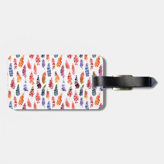 水カラフル色のルガーリーピネの花の模様 ラゲッジタグ (裏面横)