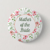 水カラフル色のワイルドフラワー花嫁の母 缶バッジ (正面)