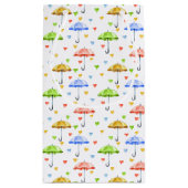 水カラフル色の傘と落下ハート スモールペーパーバッグ (裏面)