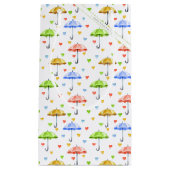 水カラフル色の傘と落下ハート スモールペーパーバッグ (正面)