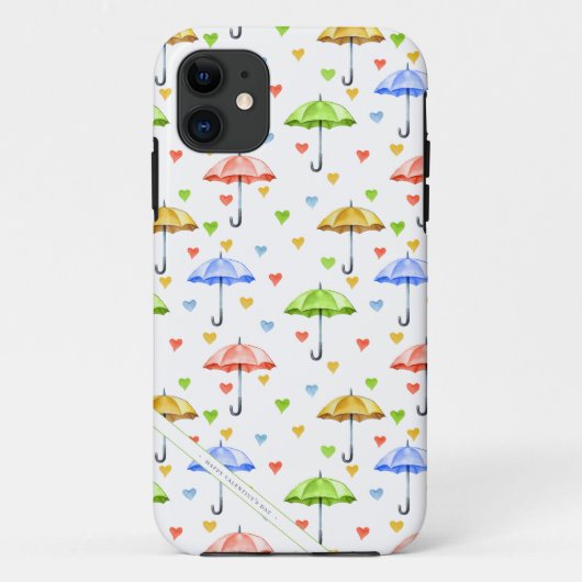 水カラフル色の傘と落下ハート Case-Mate iPhoneケース (裏面)