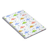 水カラフル色の傘と雨滴秋 ノートブック (右側)