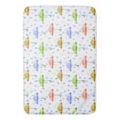 水カラフル色の傘と雨滴秋 バスマット (正面縦)