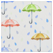 水カラフル色の傘と雨滴秋 ファブリック (クローズアップ)