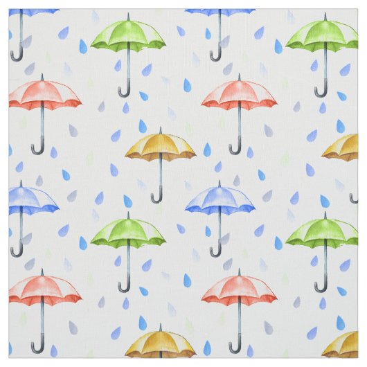 水カラフル色の傘と雨滴秋 ファブリック (見本)