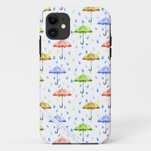 水カラフル色の傘と雨滴秋 Case-Mate iPhoneケース (裏面)