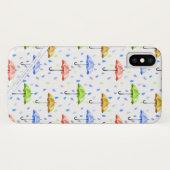 水カラフル色の傘と雨滴秋 Case-Mate iPhoneケース (裏面(横))