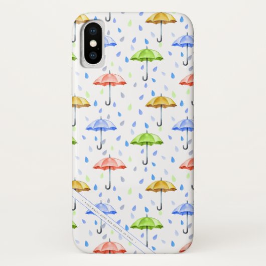 水カラフル色の傘と雨滴秋 Case-Mate iPhoneケース (裏面)