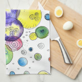 水カラフル色の円抽象芸術 キッチンタオル (四つ折り)