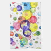 水カラフル色の円抽象芸術 キッチンタオル (縦)