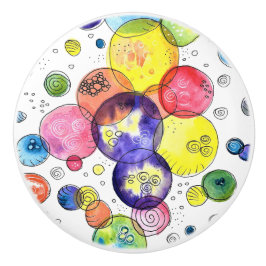 水カラフル色の円抽象芸術 セラミックノブ