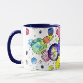 水カラフル色の円抽象芸術 マグカップ (左)