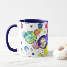 水カラフル色の円抽象芸術 マグカップ