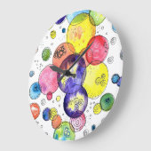 水カラフル色の円抽象芸術 ラージ壁時計 (傾斜)