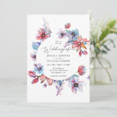 水カラフル色の円結婚花 招待状 (スタンド正面)