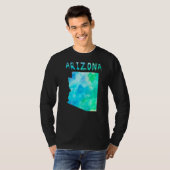 水カラフル色の孤立アリゾナ州マップ Tシャツ (正面フル)