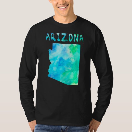 水カラフル色の孤立アリゾナ州マップ Tシャツ (正面)