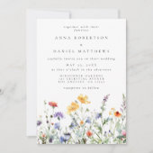 水カラフル色の山花が一つ結婚に 招待状 (正面)