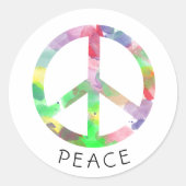 水カラフル色の平和標識 ラウンドシール (正面)