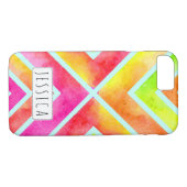 水カラフル色の幾何ストライプトレンディー Case-Mate iPhoneケース (裏面(横))